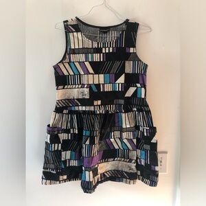RARE Nooworks Big Pockets Dress - Black, Purple, Blue Geometric Size L